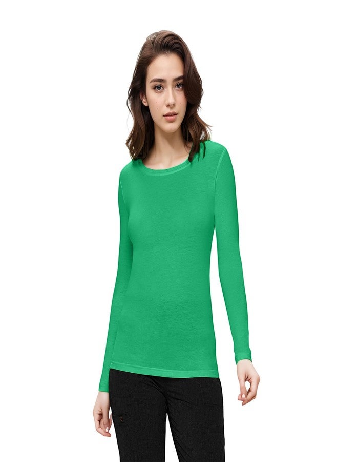 Natural Uniforms Women's Under Scrub Tee Crew Neck Long Sleeve T-Shirt (Green, Large) - Image 2